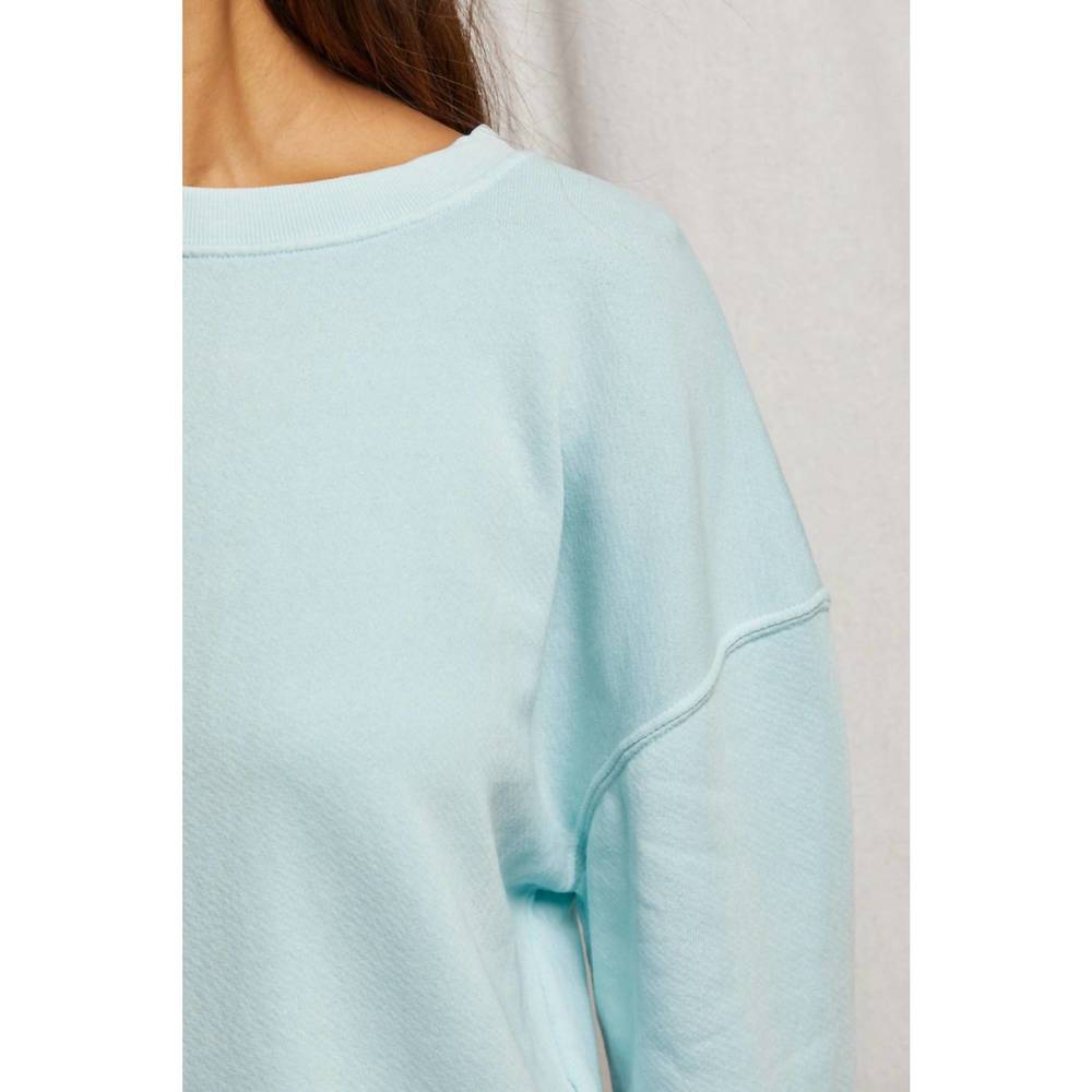 NEW PERFECTWHITETEE tyler french terry sweatshirt in iced aqua large - Picture 4 of 4